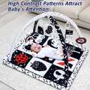 Poycuna Black and White Baby Gym Play Mat with 6 Toys Tummy Time Activity Mat for Babies 0-6 6-12 Months High Contrast Baby Gyms & Playmats Sensory Toys Newborn Brain Development Infant Play Mat