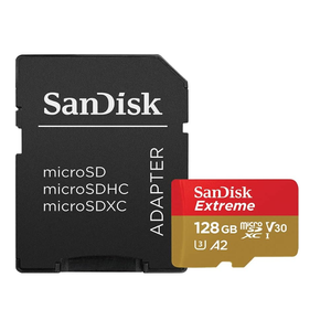SanDisk 128GB Extreme microSDXC UHS-I Memory Card with Adapter - Up to 160MB/s, C10, U3, V30, 4K, A2, Micro SD - SDSQXA1-128G-GN6MA