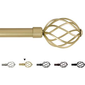 H.VERSAILTEX Window Curtain Rods for Windows 66 to 120 Inches Adjustable Decorative 3/4 Inch Diameter Single Window Curtain Rod Set with Twisted Cage Finials, Gold
