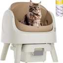 Self Cleaning Litter Box, Automatic Cat Litter Box Self Cleaning for Cats, Large Capacity for Multiple Cats, Enhanced Safety Protection, Brown