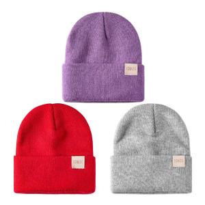 Toddler Beanie Kids Winter Hats Infant Warm Knit Cap Newborn Winter Warm Hat for 0-36 Month Boys Girls 2 Pack