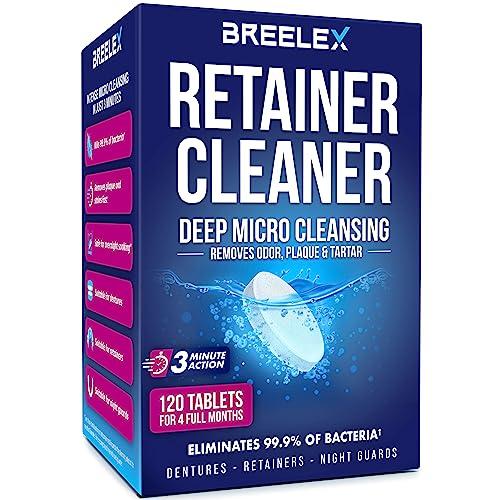 Breelex Denture Cleaning Tablets - 120 Count, Pack of 1-4-Month Supply & Denture Care - All-Purpose Retainer Cleaner Tablets - Gentle Formula for Mouth Guard Cleaner