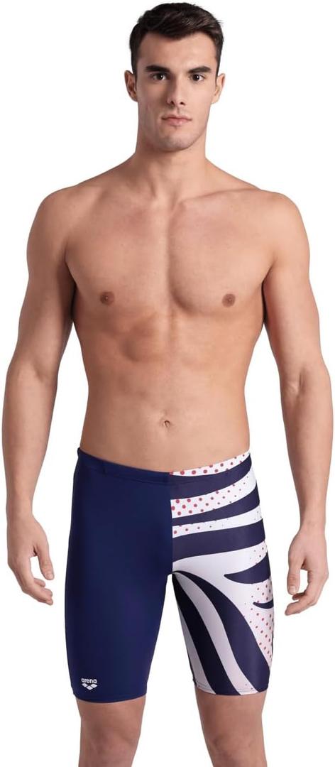 ARENA Mens Performance Men's Multi Stripes Swim Jammer (30, Navy/White Multi)