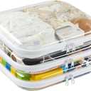 3-Pack Large Clear Hard Shell Zipper Case, Diaper Bag Organizer Pouches, Pencil Case & Makeup Bag, Travel Essentials and Toy Organizer (3L