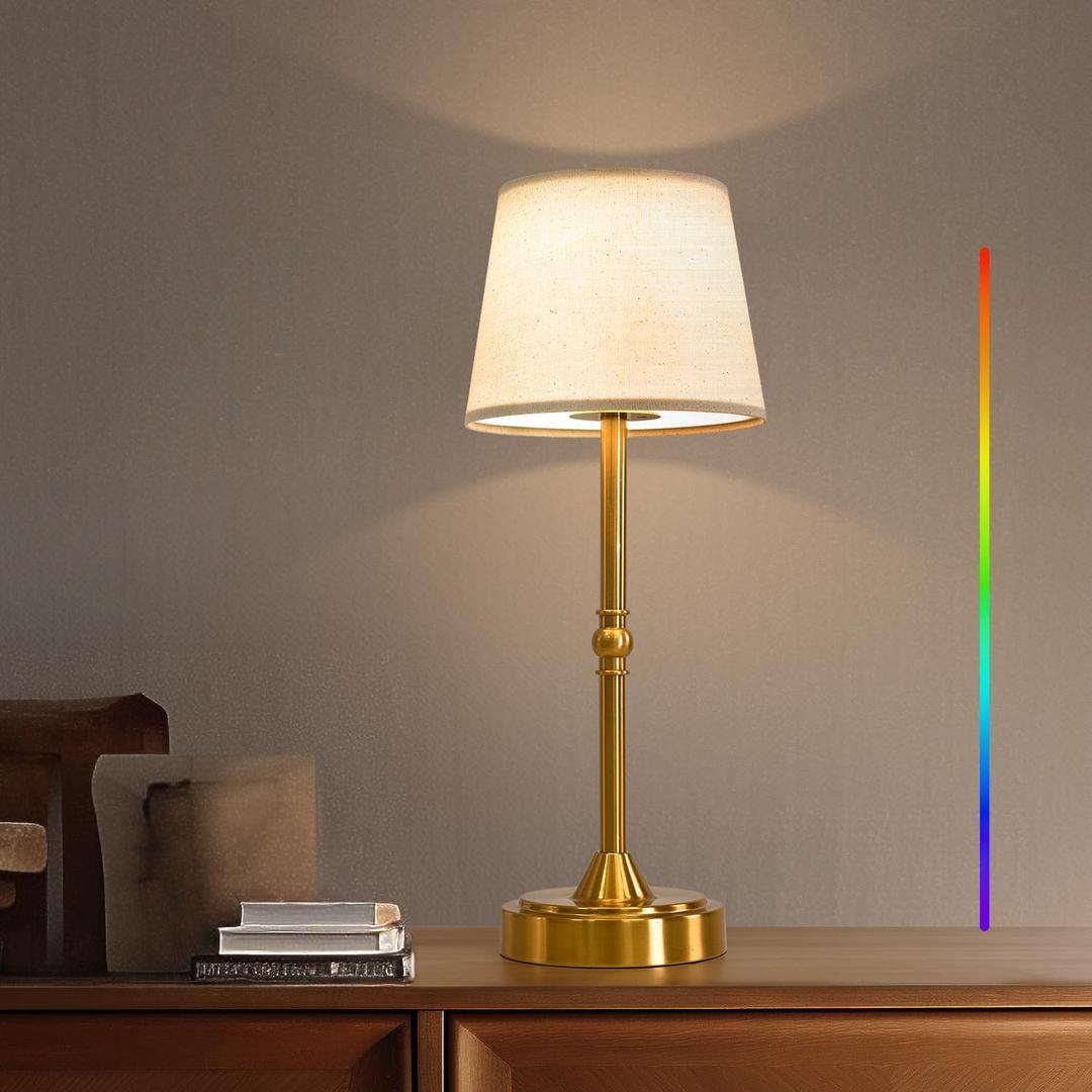 Oneach 16" Portable Cordless LED Table Lamp, Rechargeable Battery Powered Lamp, 3 Color Temperatures and 7 RGB Colors, Patio Table Lamp, Ambient Light for Restaurant, Bedroom, Gold Oneach 16" Portable Cordless LED Table Lamp, Rechargeable Battery Powered Lamp, 3 Color Temperatures and 7 RGB Colors, Patio Table Lamp, Ambient Light for Restaurant, Bedroom, Gold