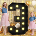4FT Marquee Light Up Numbers 3, Easy to Assemble Black Marquee Number