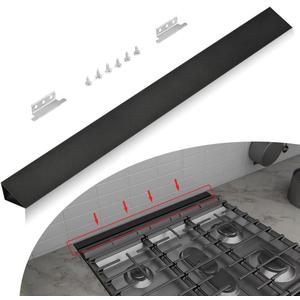 Slide-in Range Rear Filler Kit Black, Universal Triangular Fill Strip, Top Trim Kit Between Stove and Wall for Whirlpool & Most Brand, Aluminum Gap Cover, 30" Long