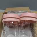 LANDNEOO 4 Pack Overnight Oats Containers with Lids and Spoons, 16 oz Glass Mason Jars with Airtight Lids, Overnight Oats Jars for Milk, Cereal, Fruit-Pink