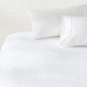 Amazon Basics Waterproof Breathable Mattress Protector, Queen Size, 18 inch Deep, Machine Washable, White
