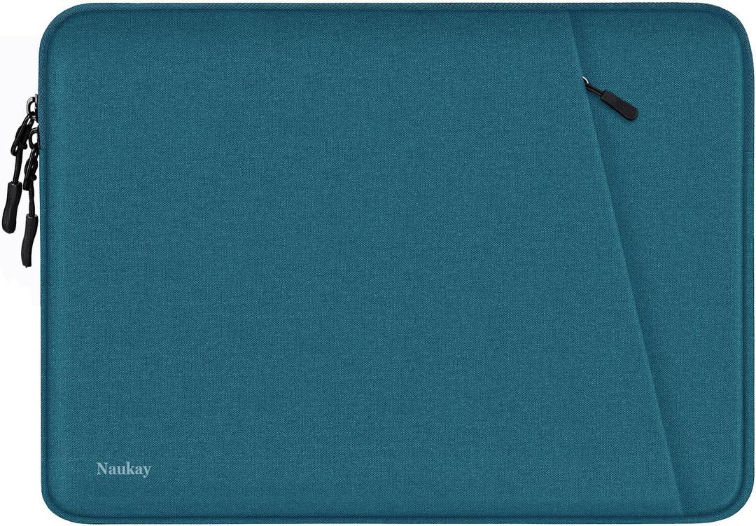 Laptop Sleeve 15.6 inch, Shockproof Protective Computer Sleeve Cover with Accessories Pocket, Water Resistant Traveling Carrying Laptop Bag Compatible for MacBook Dell HP Acer Asus Lenovo, Cyan