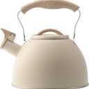 Whistling Stove Tea Kettle Food Grade Stainless Steel Teapot, Hot Water Fast to Boil With Wood Pattern Anti-slip Handle-3.2 Quart