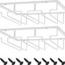 MOCOUM Glasses Rack Under Cabinet Stemware Rack, Glass Hanger Rack Wire Glass Holder Storage Hanger for Cabinet Kitchen Bar (White, 3 Rows 2 Pack)