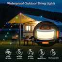 Camping lights string - 2 in 1 upgraded 32.8ft Rechargeable 19 lighting modes tent lights for camping, Quick Storage&Portable LED Lamp for Outdoor Patio Awning Garden Party Decor Essentials(White)