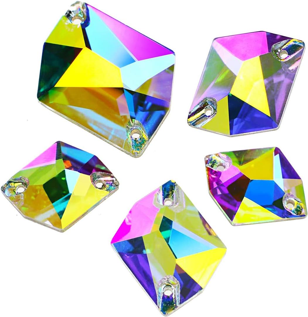 DONGZHOU Sew On Rhinestones Glass sew on Rhinestones Cosmic Glass Flat Back Sew on Rhinestone Gemstone Strass for Costume, Clothes, Garments, Jewelry, Belt，Shoes and DIY Crafts