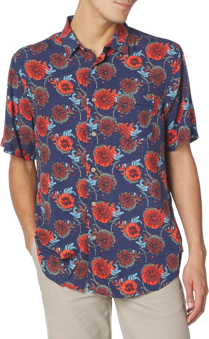 UNIONBAY Men's Rayon Button-up Woven Shirt (X-Large, Navy)