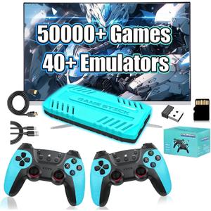 U36 Retro Game Console,50000+Games and 40 Emulators, with Dual 2.4G Wireless Controllers, Plug and Play 4K HD HDMI TV Game Stick (128GB) 1