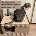 Cat House Cat Ear Design, Large Spacious Cozy Indoor Cat Bed Cave, Scratch Resistant Strong Thick Premium Felt Condo, Fun Hideaway for Multiple Cats, Up to 35LB, 21.5x13x11.6 inches (Beige)