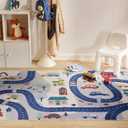 SLEEP ZONE Kids Rugs for Playroom, Area Rugs for Bedroom Girls and Boys, Washable Nursery Rug Carpet, Non Slip Rug Play Mat for Playing with Cars, City View, 4X6 Feet