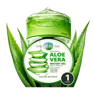 Nature Republic MILD & MOISTURE ALOE VERA WATERY GEL (1 PCS) Quick Hydration & Moisturizing,fast absorbing non-sticky texture,korean skin care for Face,Hair,Sunburn relief, aftershave, all Skin Types