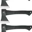 Throwing Axes and Tomahawks, 11.2 - inch Camping Hatchet Carbon Steel & Fiberglass Handle, with Anti-Slip & Shock Reduction for Axe Throwing, Camping, Kindling (3 Pack), Black