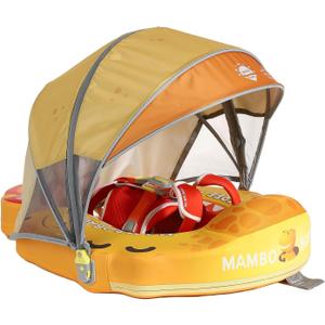 Mambobaby Float Deluxe Baby Pool Float: Safe & Comfortable Swim Trainer for Infants & Toddlers, Non-Inflatable Design, UV Protection Canopy, Fun Water Experience for Ages 3-24 Months, Large
