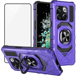 Ailiber Case for OnePlus 10T 5G, One Plus 10T 5G Phone Case with Screen Protector, Ring Kickstand for Magnetic Car Mount, Military Grade, Heavy Duty Shockproof Protective Hard Cover for 1+ 10T-Purple