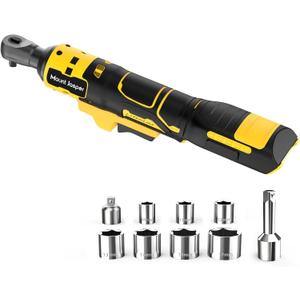 Electric Ratchet, 3/8" 20V Power Ratchet compatible with Dewalt 20V Battery, with Variable Speed&Trigger Safety Lock, LED Light, 7 Sockets, 1/4" Drive Adapter, 3" Extension Rod(Battery not Included)