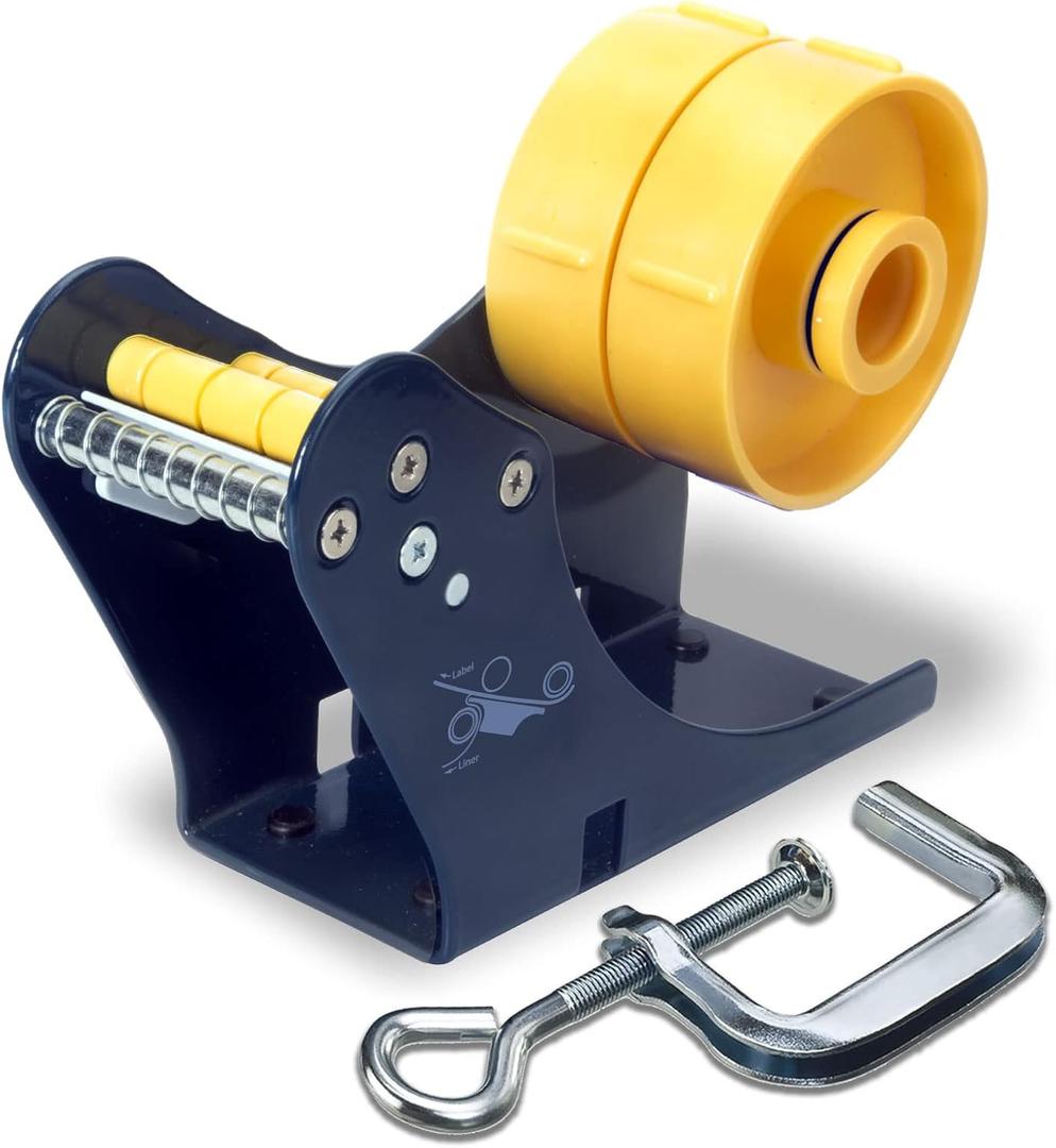 Excell LD-222 Manual Label Dispenser (2" Wide, 3" Core): Works with 2" or 1" Wide Labels. Easy Peel-Off Design. Includes C-clamp for mounting on desks or workstations. Efficient and Versatile.