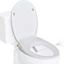 Hibbent Round Bidet Toilet Seat with Slow Close, Non-Electric Bidet Attachment for Toilet Seat with Dual Nozzle, Bidet Sprayer with Adjustable Self-Cleaning Nozzles, Brass T Adapter