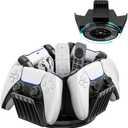 KDD Controller Organizer for Desktop - 360Rotatable Controller Holder with Storage Box - Universal Stand for 4 Controllers, Desk Organizer for Switch Remote Control Pen Gamer Accessories