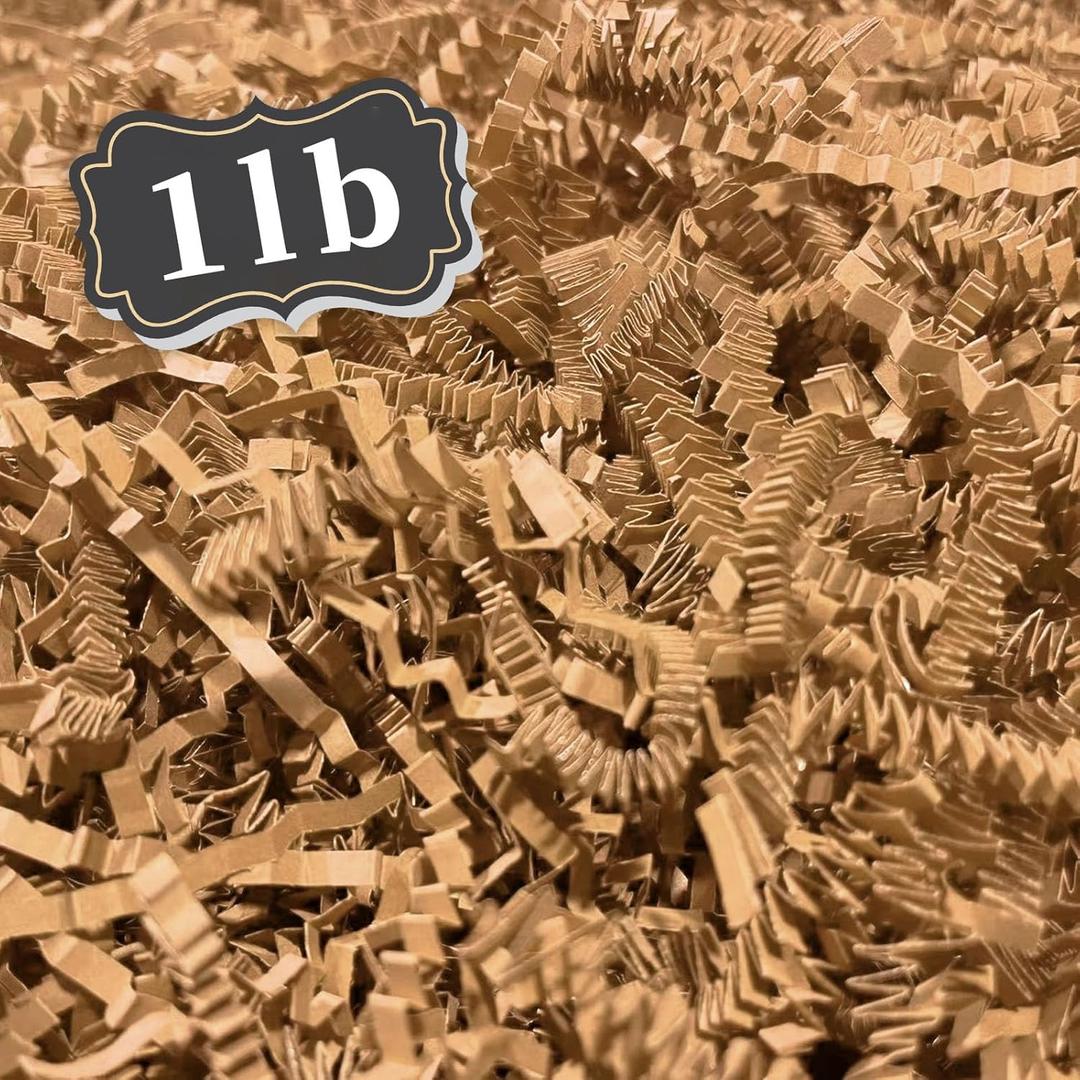 ZEBMOON 1 LB Kraft Crinkle Cut Paper Shred Filler Great for Gift Wrapping, Basket Filling, Birthday, Wedding, Halloween, Thanksgiving, Christmas Day, New Year Party Decorations Filling Supplies (Khaki)