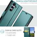 for Samsung Galaxy S24 Case Wallet with RFID Blocking Card Holder, PU Leather Kickstand Protective Flip Phone Cover Fit for Galaxy S24 6.2", Bluish Green