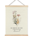 Supwhd Boho Floral Wall Art with Wooden Poster Hanger, Goodness and Mercy Shall Follow Me Poster, Christian Wall Decor, 12x16 Inch 