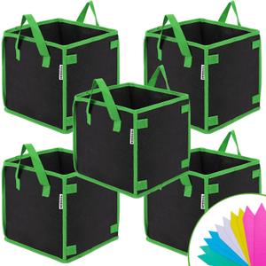 VIVOSUN 5 Pack 7 Gallon Square Grow Bags, Thick Nonwoven Cubic Fabric Pots with Handles for Indoor and Outdoor Gardening