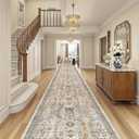 Hallway Runner Rug 3x20 Washable Kitchen Runners 20ft, Brown/Gold