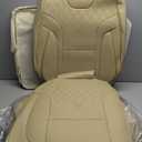 Beige Car Seat Covers Full Set - Breathable Faux Leather Universal 5 Seat Covers for Cars, Automotive Protector Fit for Most Sedan SUV Pick-up Truck