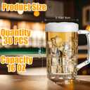 Mifoci 30 Pcs Plastic Beer Mug with Handles 16 oz Acrylic Beer Stein Bulk Oktoberfest Clear Glasses Drinking Cups for Bar Cocktail Juice Alcohol Soda Party, Dishwasher Safe