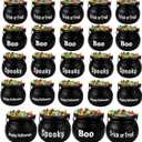 Roowest 40 Pcs Halloween Mini Witch Cauldron Small Black Calderon Pot with Handle Plastic Trick or Treat Candy Kettle Bucket for St. Patrick's Day, Halloween Party Favor (Classic Style)