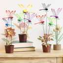 30 Pieces 3D Dragonfly Garden Decor Large Dragon Fly Garden Stakes Dragonflies Garden Ornaments Decorative Dragonflies Patio Decoration Dragonfly Stakes with Sticks 6 Colors