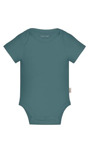KOH KOH Kids Baby Short Sleeve Soft Cotton Boy Girl Unisex Solid Gender Neutral Plain Infant Toddler Wide Neck Lap Shoulder Comfy Snap Closure Tagless One Piece Bodysuit, Teal Blue Green 0-3M