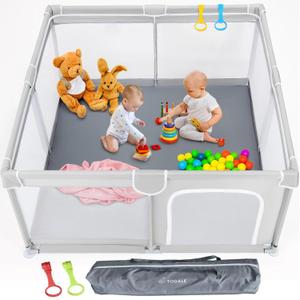 TODALE Baby Playpen, Medium Playpen for Babies and Toddlers, Indoor & Outdoor Kids Activity Center, Kids Safety Play Pens Play (Light Grey, 50x50x27 Inch) (50x50 (Square), Light Grey)