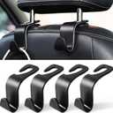 LivTee Car Seat Headrest Hook, Auto Seat Hook Hangers Storage Organizer Interior Accessories for Purse Coats Umbrellas Grocery Bags Handbag, 4-Pack (Black)