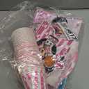 Minnie Birthday Party Supplies, 93 pcs Party Decorations include 6 Different Style Paper Plates, 2 Large Tablecloth, Happy Birthday Banner, Napkins and Cups for Boys Girls Decor, Serve 15+ Guest