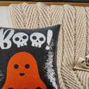 Volcanics Halloween Ghost Pillow Covers 20x20 Set of 2, Reversible Flip Sequin Boo Throw Pillowcases, Cute Spooky Halloween Decor for Couch Sofa Bed Living Room Kids Room