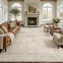 10x12 Area Rug Living Room: Washable Large Vintage Grey Rug Neutral Non-Slip Soft Stain Resistant Indoor Carpet for Bedroom Nursery Dining Room Under Table Bed Home House Office Playroom - Beige Grey