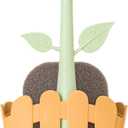 Vigar Florganic 3-in-1 Kitchen Sink Caddy Set, Flower-Shaped Dish Brush, Sponge, Fence-Shaped Holder and Suction Cup, Ideal Sink Organizer, Orange