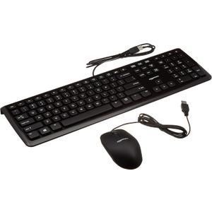 Amazon Basics Wired USB Computer Keyboard and Mouse Bundle, Full-Sized, QWERTY Layout, Responsive Keys for Comfortable Typing with Volume Control, Black