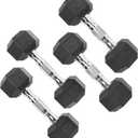 CAP Barbell Coated 50 lb - Set (10 x 2 &amp; 15 x 2), Chrome Handles