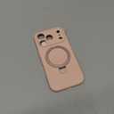 Designed for iPhone 17 Pro Case with Magnetic Invisible Stand, [Compatible with Mag-Safe][Full Camera Protection]Liquid Silicone Shockproof Phone Case with Anti-Scratch Microfiber Lining, Pink