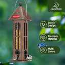 Kingsyard Rainproof Bird Feeder for Outdoor Hanging - Recycled Plastic Wild Bird Feeder with 4 Metal Ports, Garden Yard Decorations for Cardinals Finches, Brown